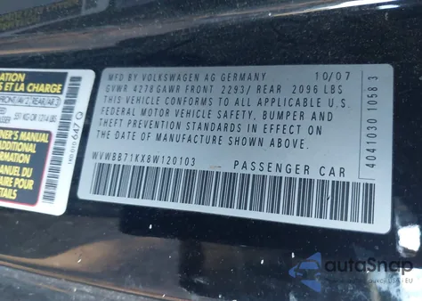 2008 Volkswagen Rabbit S from USA, damaged, VIN WVWBB71KX8W120103